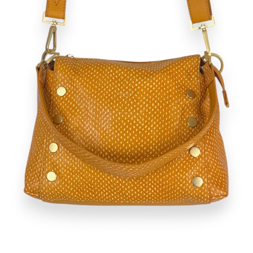 Hammitt Bryant Med Apricot Tan Snake Embossed Leather Crossbody Shoulder Bag NWT